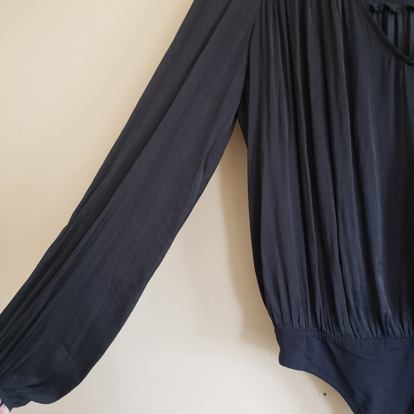 Free People Intimately Smockin' N Rockin' Black Satin Bodysuit - Picture 5 of 7